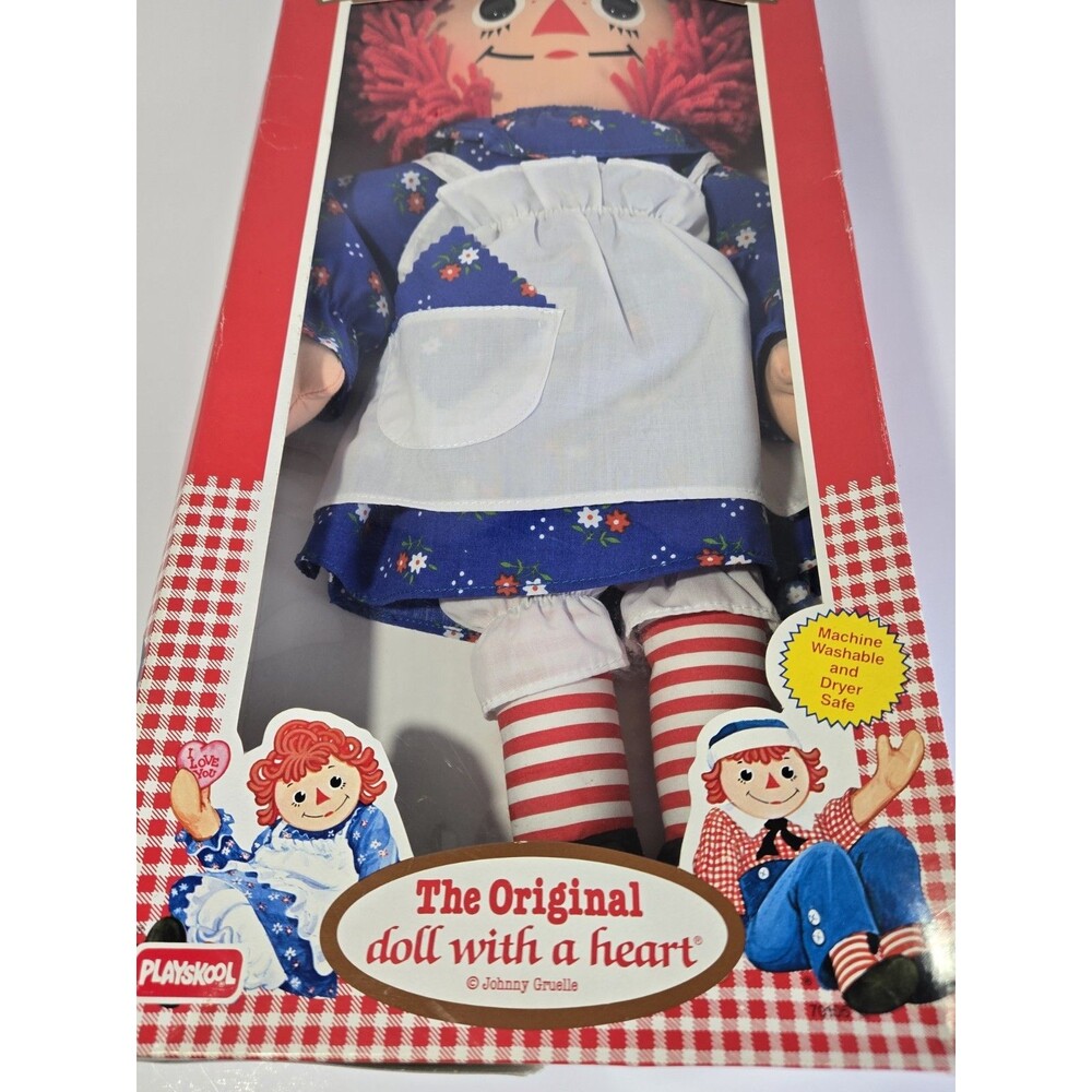 Playskool Hasbro RAGGEDY ANN 1989 The Original Doll w A Heart Doll 18" with Box - Picture 6 of 8